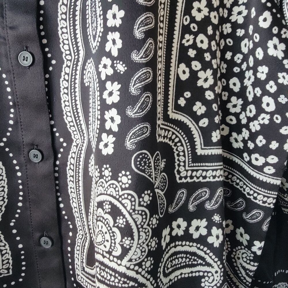 LOFT womens Paisley Everyday Relaxed Shirt sz L Long sleeves with button cuffs - Picture 5 of 8
